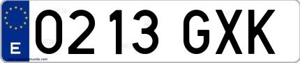 Ejemplo de matrícula española 0213 GXK