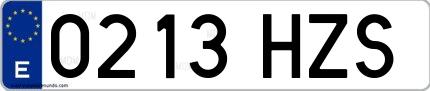 Ejemplo de matrícula española 0213 HZS