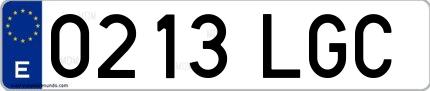 Ejemplo de matrícula española 0213 LGC