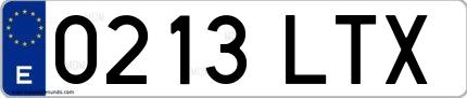 Ejemplo de matrícula española 0213 LTX