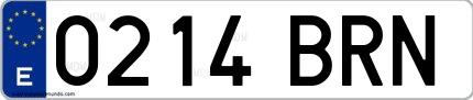 Ejemplo de matrícula española 0214 BRN