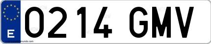 Ejemplo de matrícula española 0214 GMV