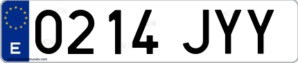 Ejemplo de matrícula de coche ordinaria 0214 JYY