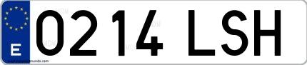 Ejemplo de matrícula española 0214 LSH