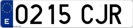 Ejemplo de matrícula española 0215 CJR