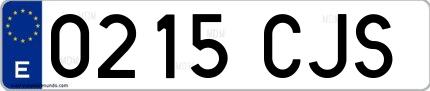 Ejemplo de matrícula española 0215 CJS