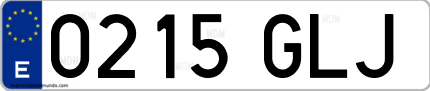 Ejemplo de matrícula de coche ordinaria 0215 GLJ