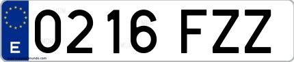 Ejemplo de matrícula española 0216 FZZ
