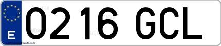 Ejemplo de matrícula española 0216 GCL
