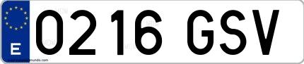 Ejemplo de matrícula española 0216 GSV