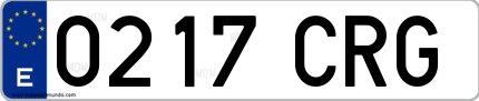 Ejemplo de matrícula española 0217 CRG