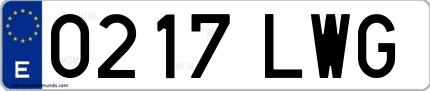 Ejemplo de matrícula española 0217 LWG