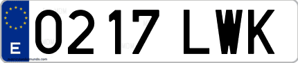 Ejemplo de matrícula de coche ordinaria 0217 LWK