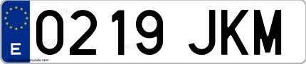 Ejemplo de matrícula española 0219 JKM