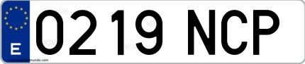 Ejemplo de matrícula española 0219 NCP