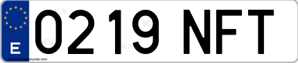 Ejemplo de matrícula de coche ordinaria 0219 NFT