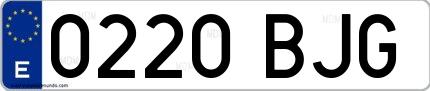 Ejemplo de matrícula española 0220 BJG