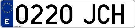 Ejemplo de matrícula española 0220 JCH