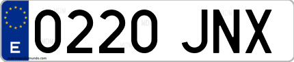Ejemplo de matrícula de coche ordinaria 0220 JNX