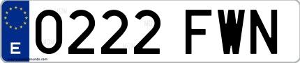 Ejemplo de matrícula española 0222 FWN