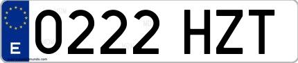 Ejemplo de matrícula española 0222 HZT