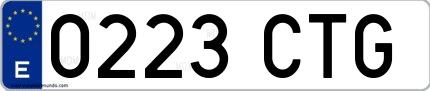 Ejemplo de matrícula española 0223 CTG