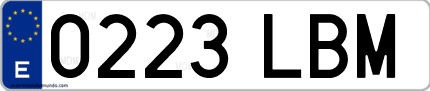 Ejemplo de matrícula de coche ordinaria 0223 LBM