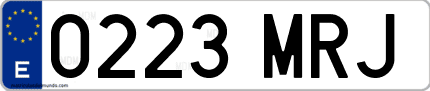 Ejemplo de matrícula de coche ordinaria 0223 MRJ