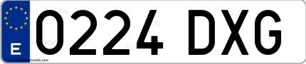 Ejemplo de matrícula española 0224 DXG