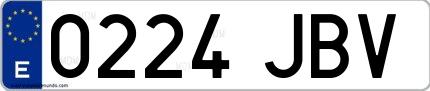 Ejemplo de matrícula española 0224 JBV