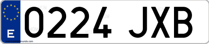 Ejemplo de matrícula de coche ordinaria 0224 JXB