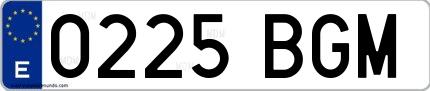 Ejemplo de matrícula española 0225 BGM