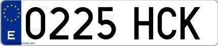 Ejemplo de matrícula española 0225 HCK