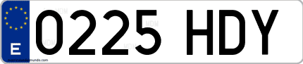 Ejemplo de matrícula de coche ordinaria 0225 HDY