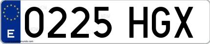 Ejemplo de matrícula española 0225 HGX
