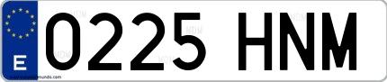 Ejemplo de matrícula española 0225 HNM