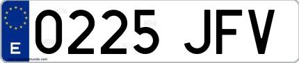 Ejemplo de matrícula española 0225 JFV
