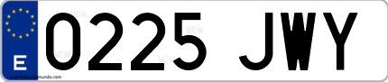 Ejemplo de matrícula de coche ordinaria 0225 JWY