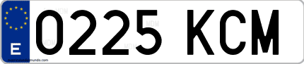Ejemplo de matrícula de coche ordinaria 0225 KCM