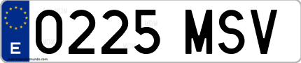 Ejemplo de matrícula de coche ordinaria 0225 MSV