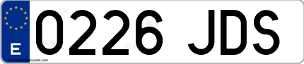 Ejemplo de matrícula de coche ordinaria 0226 JDS
