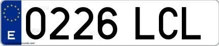 Ejemplo de matrícula española 0226 LCL