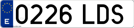 Ejemplo de matrícula de coche ordinaria 0226 LDS