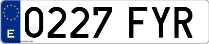 Ejemplo de matrícula de coche ordinaria 0227 FYR