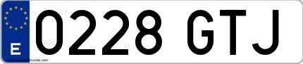Ejemplo de matrícula española 0228 GTJ