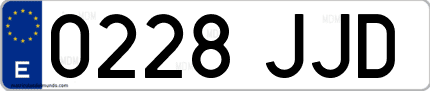 Ejemplo de matrícula de coche ordinaria 0228 JJD