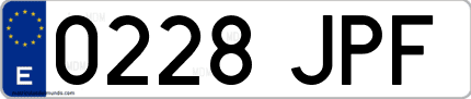 Ejemplo de matrícula de coche ordinaria 0228 JPF
