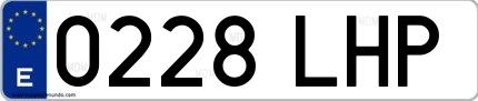 Ejemplo de matrícula española 0228 LHP