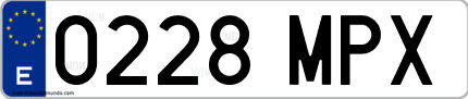 Ejemplo de matrícula de coche ordinaria 0228 MPX