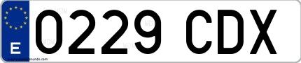 Ejemplo de matrícula española 0229 CDX
